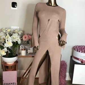 Brand new beautiful tan crepe long sleeve tunic!
